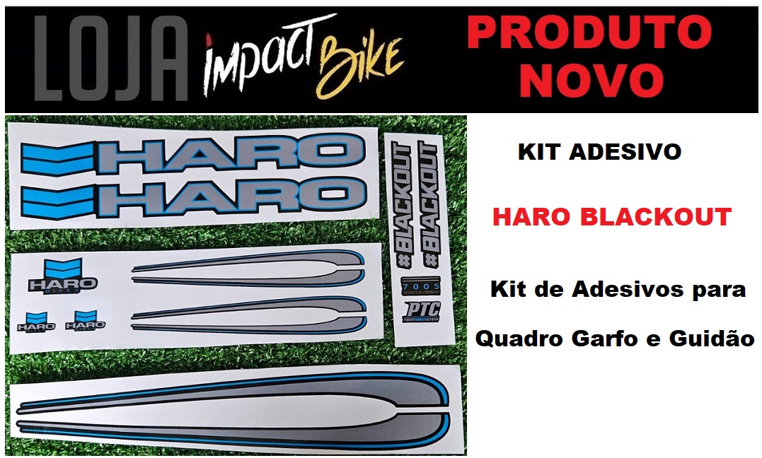 KIT ADESIVOS PARA QUADRO E BIKE BMX HARO BLACKOUT AZUL CINZA