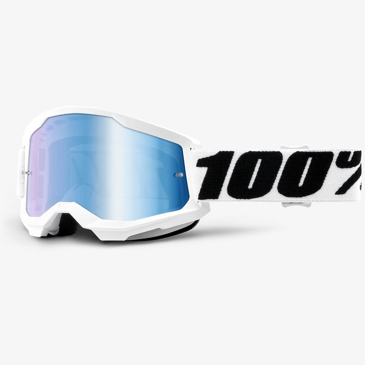 ÓCULOS 100% STRATA 2 BRANCO EVEREST / LENTE ESPELHADA