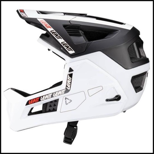 CAPACETE FULL FACE LEATT ENDURO 4.0 QUEIXEIRA REMOVIVÉL PRETO c/ BRANCO