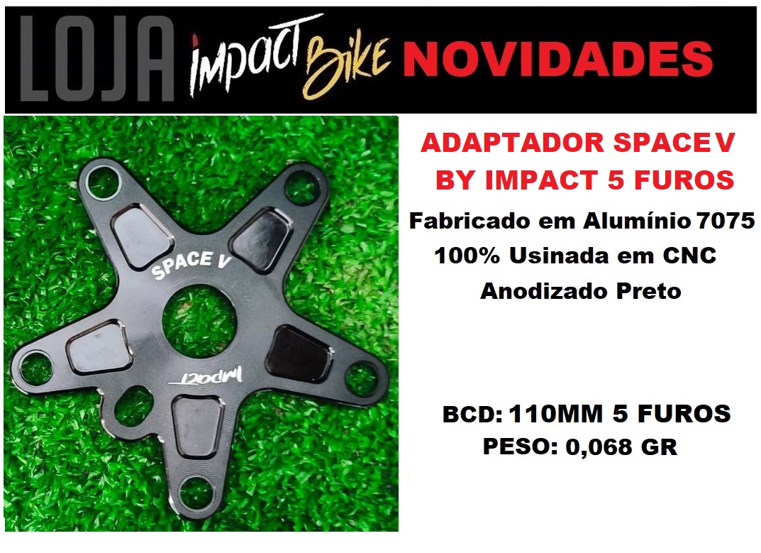 ADAPTADOR SPACE V BY IMPACT BCD 110MM 5 FUROS PRETO