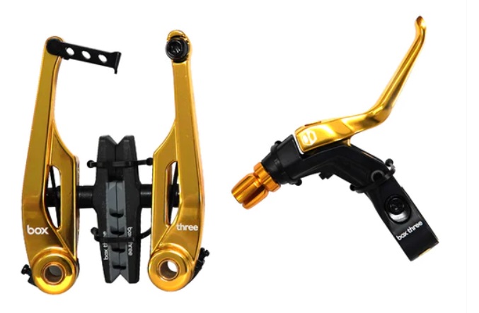 KIT FREIO BOX THREE V-BRAKE PRO 108MM DOURADO