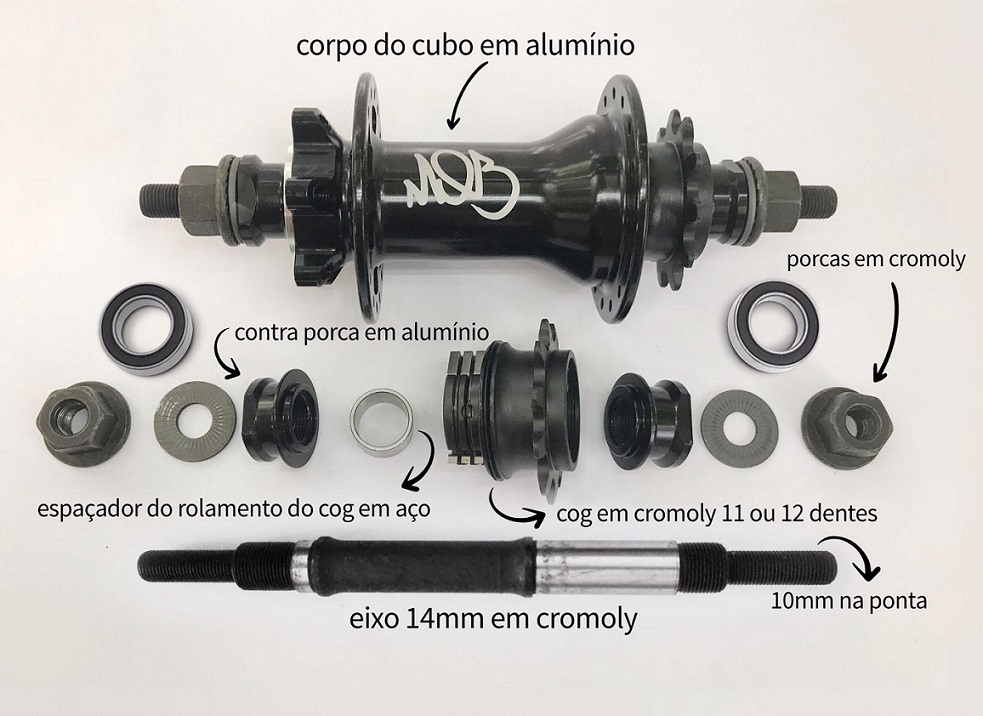 CASSETE MOB MTB KMX95 EIXO 10MM COG 11 ou 12 DENTES 32 FUROS p/ DISCO