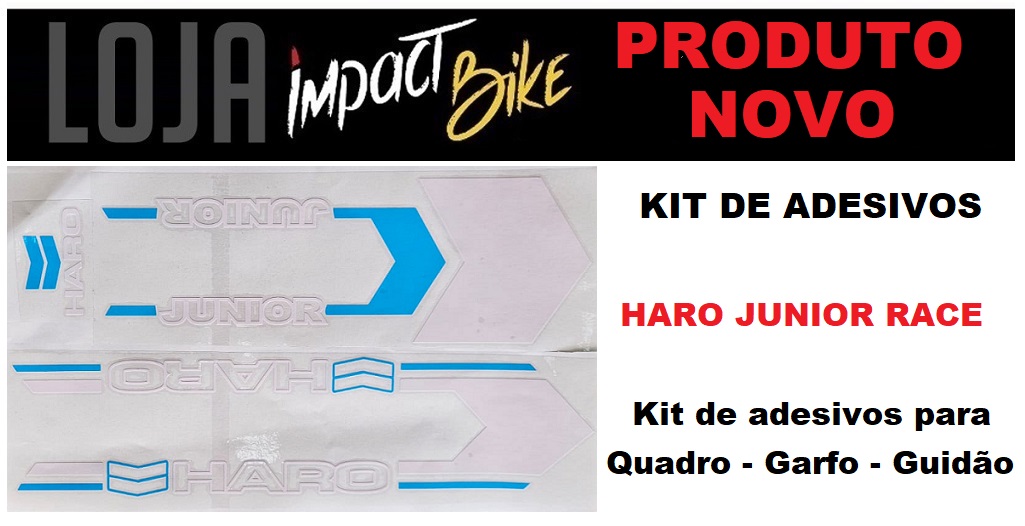 KIT ADESIVOS PARA QUADRO E BIKE BMX HARO JUNIOR AZUL - BRANCO