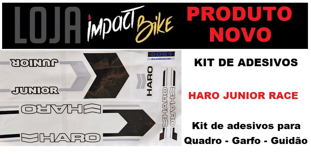 KIT ADESIVOS PARA QUADRO E BIKE BMX HARO JUNIOR PRETO - BRANCO