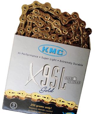 CORRENTE FINA KMC BMX RACING, MTB, SPEED X-9SL DOURADA VAZADA