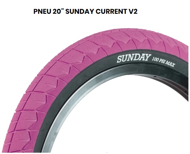 PNEU SUNDAY CURRENT V2 20 X 2.25 ou 2.40 ROSA / PRETO
