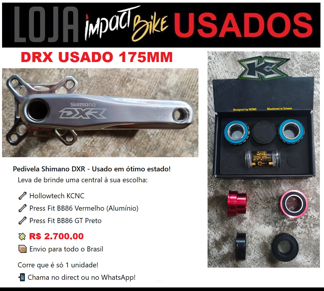 PEDIVELA SHIMANO DXR POLIDO 175MM ( USADO ) - C/ CENTRAL NOVO