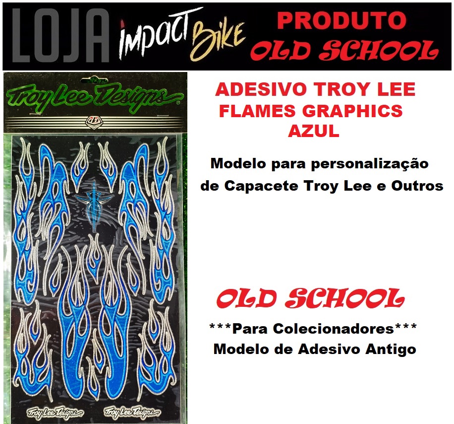 ADESIVO TROY LEE FLAMES GRAPHICS PARA CAPACETE AZUL