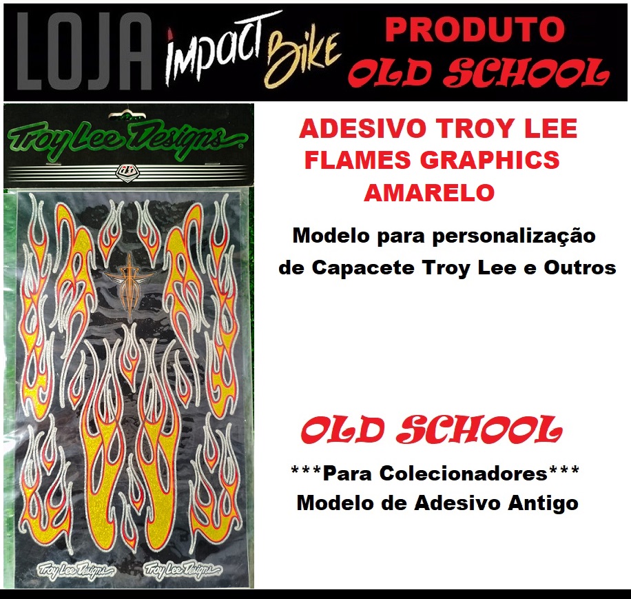 ADESIVO TROY LEE FLAMES GRAPHICS PARA CAPACETE AMARELO
