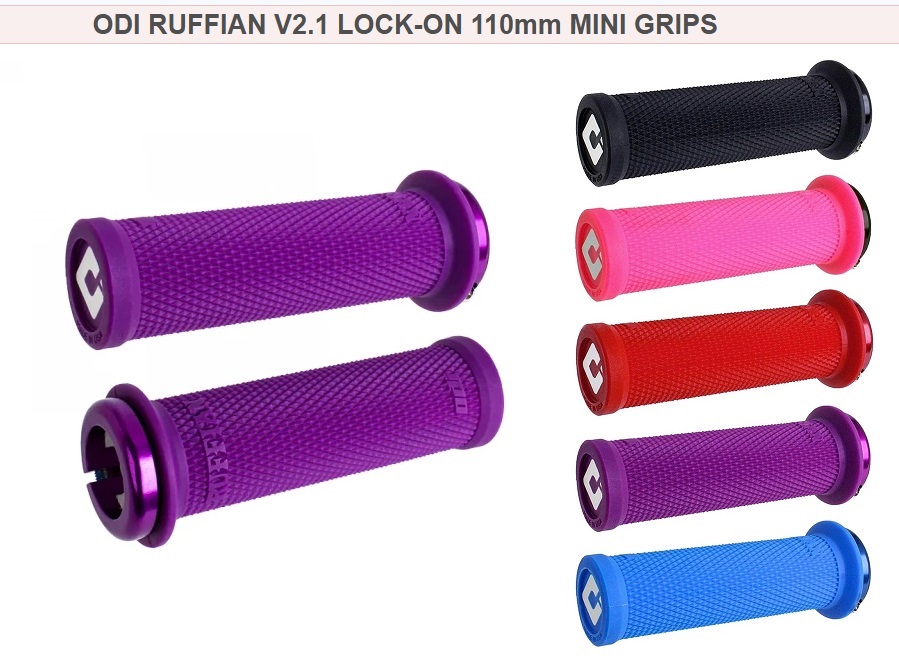 MANOPLA ODI RUFFIAN LOCK ON MINI 110MM C/ FLANGE ROXA