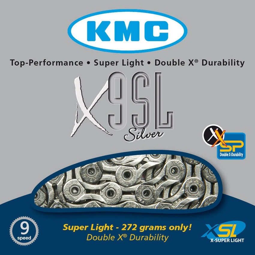 CORRENTE FINA KMC BMX RACING, MTB, SPEED X-9SL CROMADA VAZADA