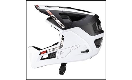 CAPACETE FULL FACE LEATT ENDURO 4.0 QUEIXEIRA REMOVIVÉL PRETO c/ BRANCO
