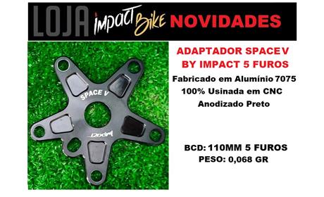 ADAPTADOR SPACE V BY IMPACT BCD 110MM 5 FUROS PRETO