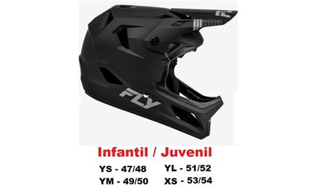 CAPACETE FLY RAYCE FULL FACE PRETO FOSCO JUVENIL / INFANTIL XS - 53/54 