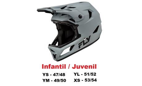 CAPACETE FLY RAYCE FULL FACE CINZA JUVENIL / INFANTIL Y/S 47/48