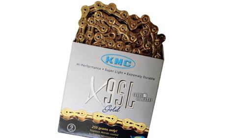 CORRENTE FINA KMC BMX RACING, MTB, SPEED X-9SL DOURADA VAZADA