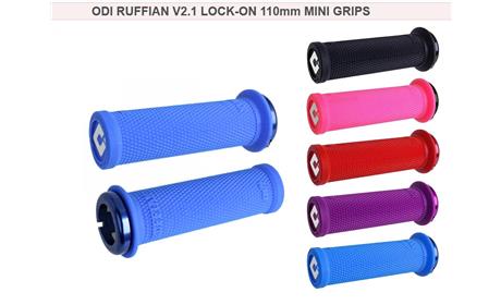 MANOPLA ODI RUFFIAN LOCK ON MINI 110MM C/ FLANGE AZUL
