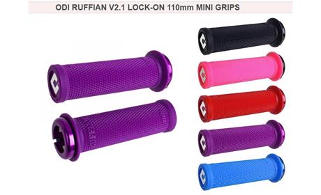 MANOPLA ODI RUFFIAN LOCK ON MINI 110MM C/ FLANGE ROXA