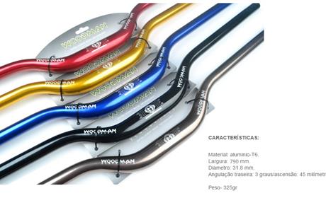 GUIDÃO MTB WOODMAN 790mm x 45mm 31,8 x 3º CONSULTE CORES