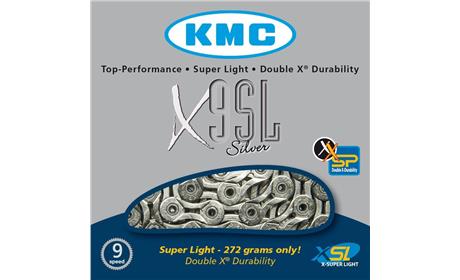 CORRENTE FINA KMC BMX RACING, MTB, SPEED X-9SL CROMADA VAZADA