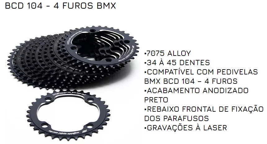 COROA NT IMPACT 4 FUROS BCD 104mm 34 a 45 DENTES