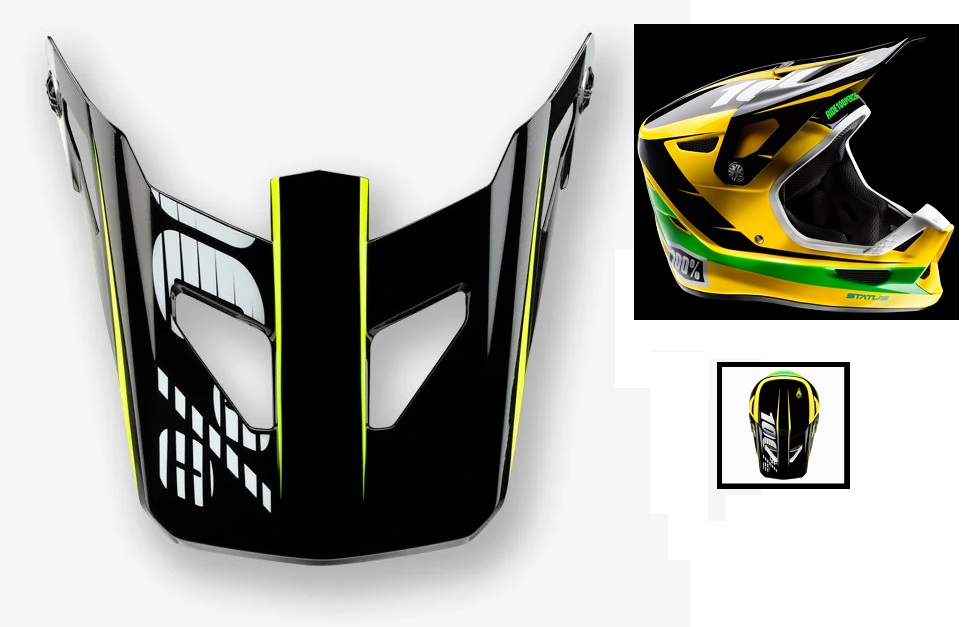 PALA CAPACETE 100% STATUS D-DAY YELLOW PRETO BRILHANTE