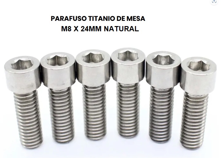 PARAFUSO TITANIO DE MESA M8 X 24MM 6 x UNIDADES PRATA