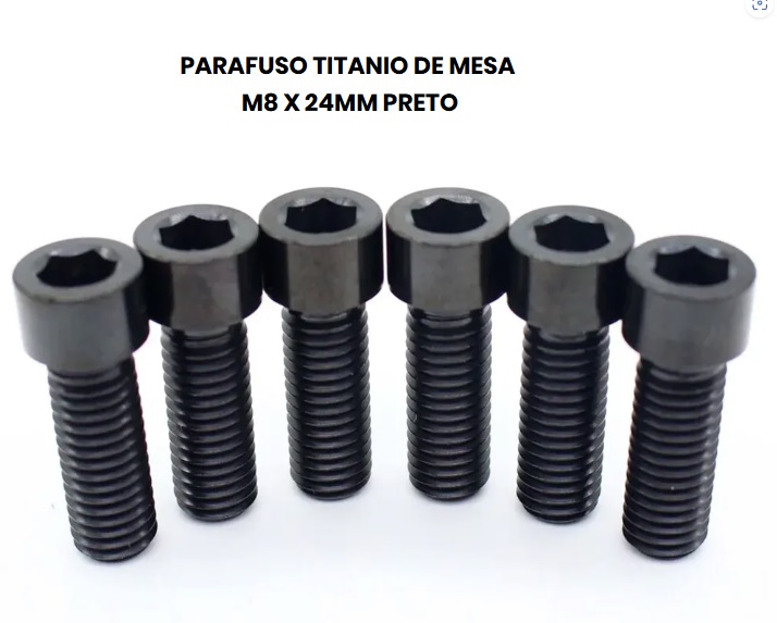 PARAFUSO TITANIO DE MESA M8 X 24MM 6 x UNIDADES PRETO