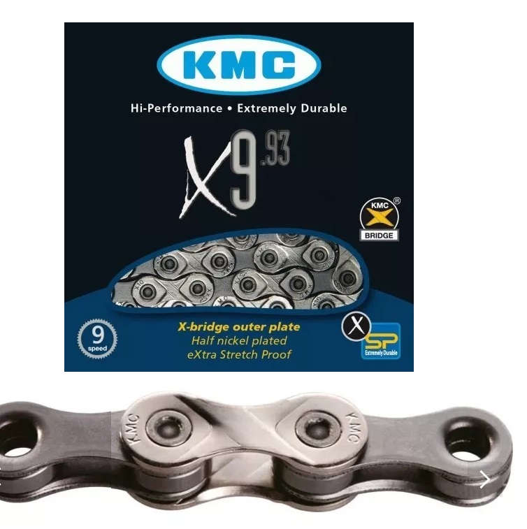 CORRENTE FINA KMC 9V X-9.93 CROMADA FINA 3/32 EXTRA FORTE